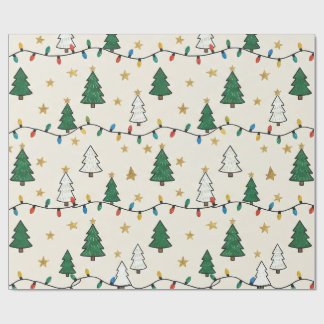 Minimalist Christmas Tree Lights Pattern Gift Cadeaupapier