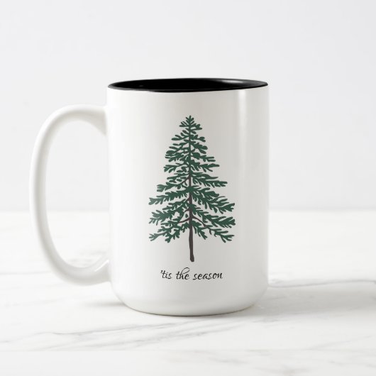 Minimalist Christmas Tree Mug – Customisable Text  (Gauche)