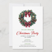 Minimalist Christmas Wreath Party Invitation (Devant)