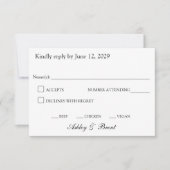 Minimalist Classic Black and White RSVP Card (Devant)