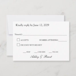Minimalist Classic Black and White RSVP Card Kaartje