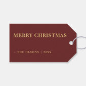 Minimalist Classic Merry Christmas Red Cadeaulabel (Voorkant (Horizontaal))