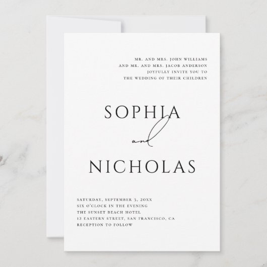 Minimalist Classic Wedding | Elegant Typography Kaart (Voorkant)