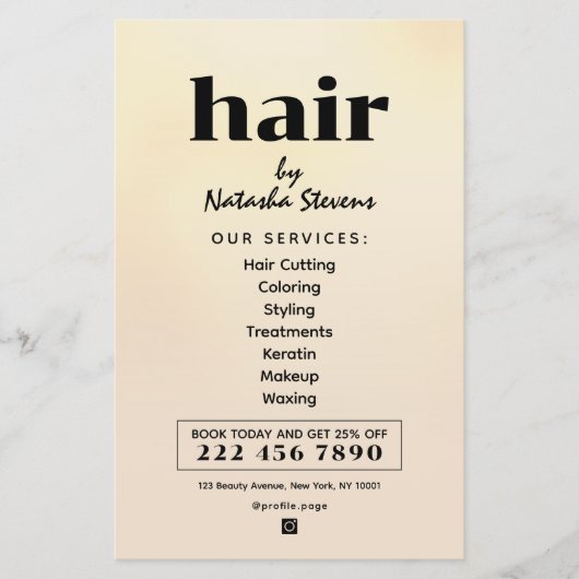 Minimalist clean boho style hair salon flyer (Voorkant)