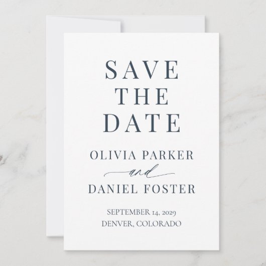 Minimalist Coastal Blue Wedding Save the Date (Devant)