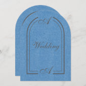 Minimalist Cobalt Blue and Gray Arch Wedding Kaart (Voorkant / Achterkant)