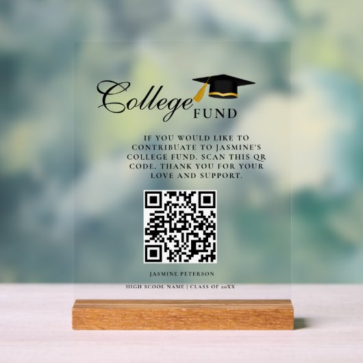 Minimalist College Fund QR Code Signe Graduation (Neutre)