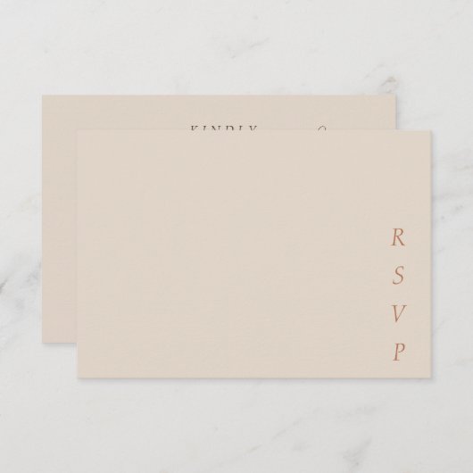 Minimalist Copper Desert Cocoa Script Wedding RSVP Kaartje (Voorkant / Achterkant)