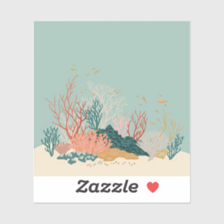 Minimalist Coral Reef Painting Collection Sticker