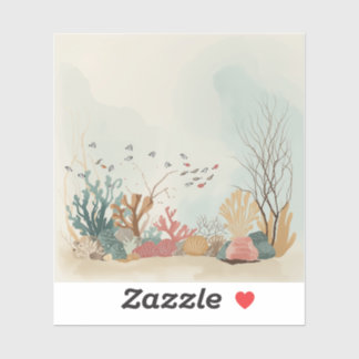 Minimalist Coral Reef Painting Collection Sticker