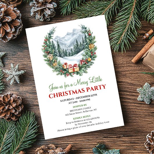 Minimalist Cozy Holiday Scene Editable Invitation