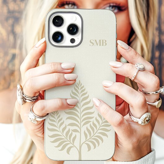 Minimalist Cream Botanical Monogram Case-Mate iPhone Case