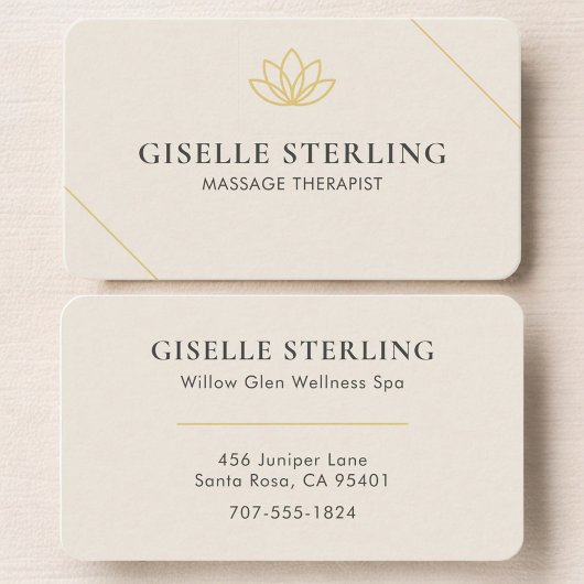 Minimalist Cream Lotus Massage Therapy Visitekaartje