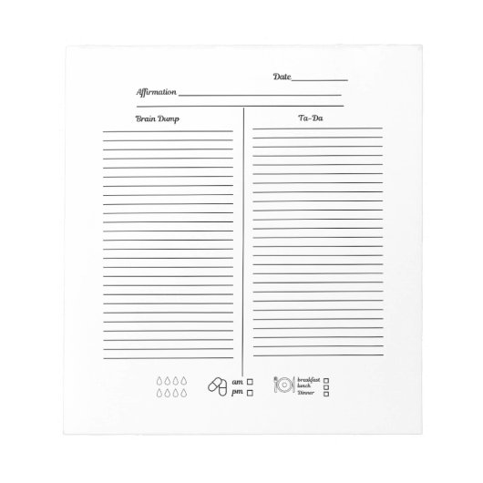 Minimalist Cursive Ta-Da Tracker Notitieblok (Voorkant)