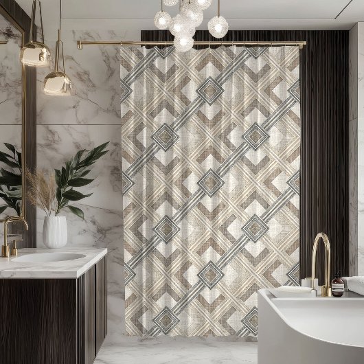 Minimalist Curtain Soft Pastel Geometric Pattern Douchegordijn