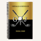 Minimalist Custom Elegant Golf Monogram Notebook Notitieboek (Voorkant)