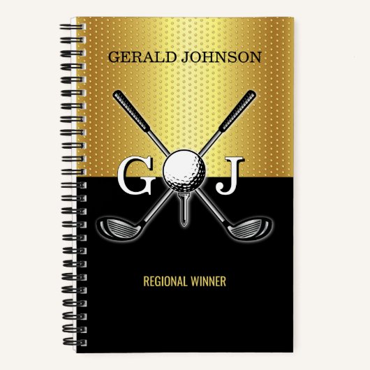 Minimalist Custom Elegant Golf Monogram Notebook Notitieboek (Voorkant)