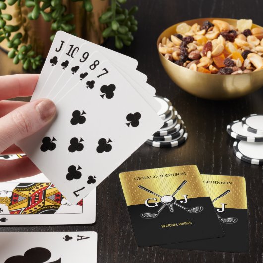 Minimalist Custom Elegant Golf Monogram Notebook Pokerkaarten (Insitu)