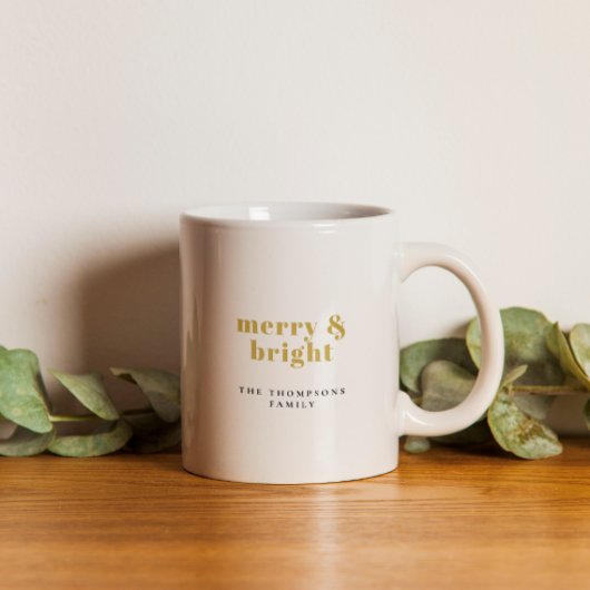 Minimalist Custom Mug M Merry & Bright Tweekleurige Koffiemok