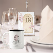 Minimalist Custom Name Hijab Line Art Two-Tone Mug