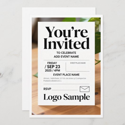 Minimalist Customizable Invitation – Clean Typogra (Devant / Derrière)