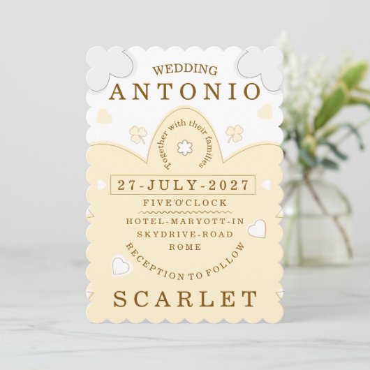 Minimalist Cute Wedding  Warm And Modern Aesthetic Kaart (Staand voorkant)
