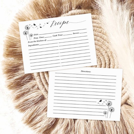 Minimalist Dandelion Flowers Recipe Card