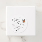 Minimalist dank u monarch vlinder douche bedankjes labels (In situ)