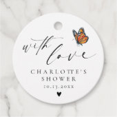 Minimalist dank u monarch vlinder douche bedankjes labels (Voorkant)