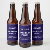 Minimalist Dark Blue Bachelor Party Bier Etiket (Flessen)