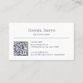 Minimalist Dark Gray on White Initials QR Code Visitekaartje (Achterkant)