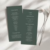 Minimalist Dark Green Wedding Program | Modern Menu