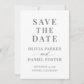 Minimalist Dark Green Wedding Save the Date (Devant)