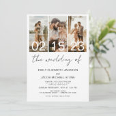 Minimalist De bruiloft van foto QR code Kaart (Staand voorkant)