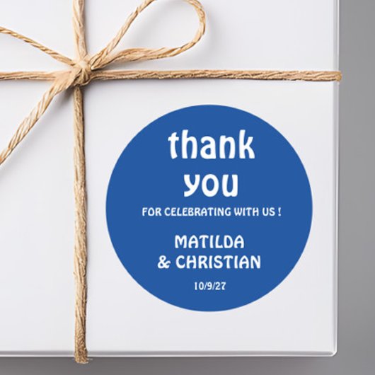 Minimalist Deep Blue Wedding  Ronde Sticker