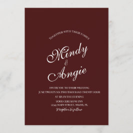 Minimalist Deep Burgundy Script Wedding Kaart