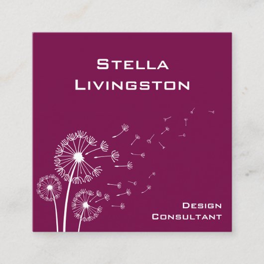 Minimalist Deep Magenta Dandelion Consultant   Vierkante Visitekaartje (Voorkant)