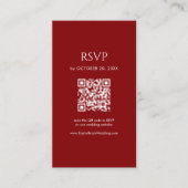 Minimalist Deep Red Wedding RSVP QR Code Informatiekaartje (Voorkant)
