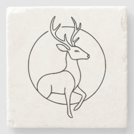 Minimalist Deer Line Art – Forest Animal Art Stenen Onderzetter