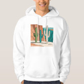 Minimalist Desert Cactus Line Art Landscape Hoodie (Voorkant)