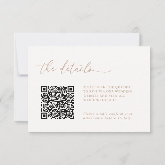Minimalist Details & QR Code Wedding RSVP Card (Devant)