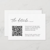 Minimalist Details & QR Code Wedding RSVP Card (Devant / Derrière)