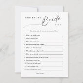 Minimalist die weet bruid beste douche spel Kaart (Voorkant)