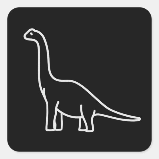 Minimalist Dinosaur Line Art – Cute Brachiosaurus Vierkante Sticker (Voorkant)