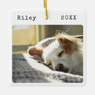 Minimalist Dog 2 Foto Gepersonaliseerd Huisdier Keramisch Ornament