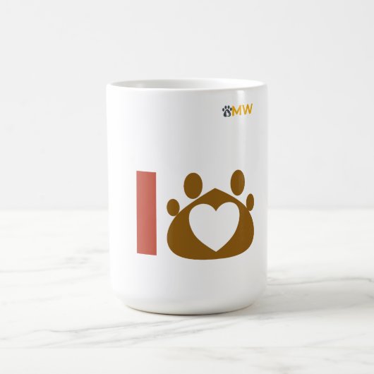 Minimalist Dog Dad Coffee Mug - I Love My Dog Paw (Centre)