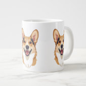 Minimalist Dog Face Outline Corgi Shepherd Mug (Devant droit)