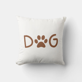 Minimalist "DOG" Typography Throw Pillow with Paw  Kussen