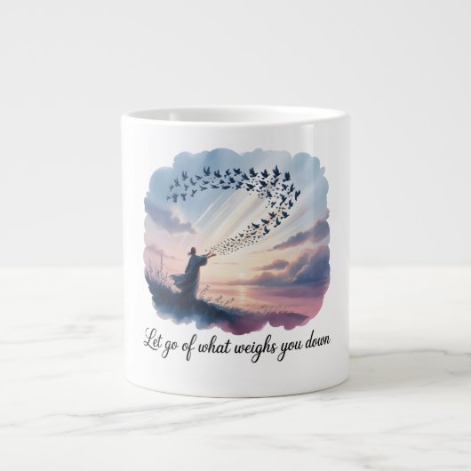 Minimalist Doves & Quote Mug – Let Go Design (Devant)