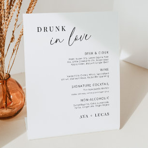 Minimalist Drink in liefde Wedding Bar Menu Reclamebord Met Voetstuk